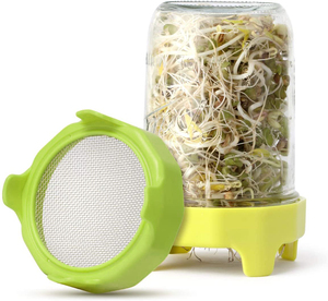 Venta al por mayor de grado alimenticio nuevo estilo de boca ancha de plástico Mason Jar tapas de brotes - Product Image 1