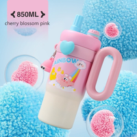 Nouvelle Bouteille d'eau isotherme portable en acier inoxydable avec logo personnalisé, Gobelet sous vide mignon pour enfants avec paille pour filles, Vente en gros