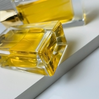 Botol semprot kosmetik bening kotak, botol parfum kaca kristal 50Ml dinding ganda kustom kelas tinggi mewah