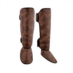 Protector de Espinillas de Cuero Ajustable para Muay Thai, Precio de Fábrica, Ligero, Ecológico, Antideslizante, Protección para Pies y Rodillas, Cierre de Gancho y Bucle - Product Image 1
