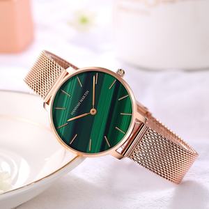 Reloj de Cuarzo para Mujer, Diseño Vintage, Correa de Acero Inoxidable, Esfera Verde Malaquita, Resistente al Agua, para Negocios, OEM ODM - Product Image 6