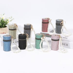 Sang Trọng Long Lanh Kim Cương PU Da Son Môi Chủ <span class=keywords><strong>Keychain</strong></span> Với Tình Yêu Phông Chữ Sáng Bóng Kim Cương Với Chuỗi Ngọc Trai Phụ Kiện - Product Image 6