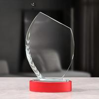 Nouveau Prix en Cristal Personnalisé avec Gravure Laser et Base Métallique Colorée pour la Reconnaissance Professionnelle