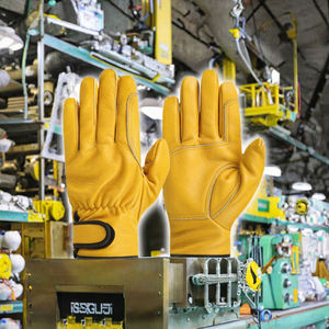 ถุงมือหนังวัวอเนกประสงค์สำหรับขับรถ ทำสวน พร้อมสายรัดหลังปรับขนาดได้ ถุงมือทำงานเพื่อความปลอดภัย - Product Image 3