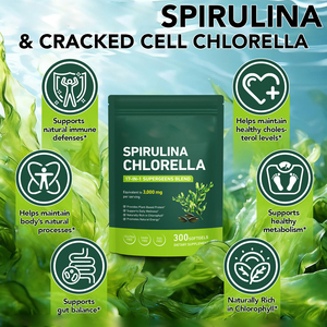 Gélules molles d'extrait de spiruline et de chlorelle OEM 3000mg avec vitamines A, B6, <span class=keywords><strong>B12</strong></span>, fer, magnésium, zinc pour soutenir l'équilibre intestinal - Product Image 3