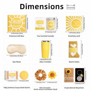 Wholesale Promotional Luxury Summer Sunshine Yellow 20oz Tumbler <b>Eye</b> <b>Mask</b> Warm Socks Aromatherapy Candle Gift Set Graduation - Product Image 2