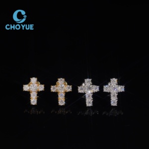 Boucles d'oreilles croix en moissanite VVS certifiées GRA, collection tendance hip-hop, bijoux en argent 925 pour hommes et femmes - Product Image 2