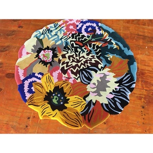Karpet Wol Kustom Kualitas Tinggi Karpet Area untuk Kamar Anak Karpet Pola Bunga Berumbai Tangan - Product Image 1
