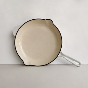 Sartén clásica de hierro fundido esmaltado para Chef, herramienta redonda para Freír con mango largo y mango auxiliar, <span class=keywords><strong>12</strong></span> pulgadas - Product Image 1