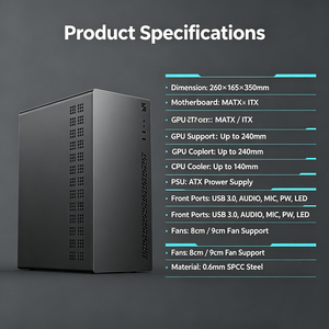 <span class=keywords><strong>Caja</strong></span> de PC Micro ATX <span class=keywords><strong>ITX</strong></span> en Oferta, <span class=keywords><strong>Mini</strong></span> Torre para Juegos, Compatible con PSU ATX Superior, Soporte para GPU de 240mm, Enfriador de CPU de 140mm, <span class=keywords><strong>Caja</strong></span> Negra en Stock - Product Image 3