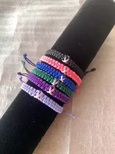 Рак молочной железы розовая лента плетеные браслеты макраме браслет узнаваемый браслет ручной работы Символ браслет ювелирные изделия