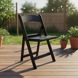 Resin Foldable <b>Chair</b> Black-Modern Design Durable & Water Resistant for Outdoor <b>Dining</b> Hotel Use & Everyday Comfort - Product Image 1