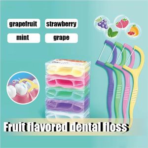 Fil dentaire en plastique aromatisé aux fruits colorés pour soins bucco-dentaires, marque privée - Product Image 2