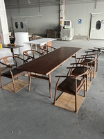 Chaise de salle à manger en bois massif de style moderne du milieu du siècle, finition noyer foncé, fauteuil en bois de frêne avec siège en cuir PU pour hôtel et restaurant