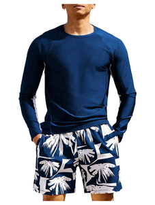 Ensemble de maillot de bain 2 pièces pour homme, chemise à manches longues décontractée respirante et short pour l'été - Product Image 2