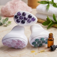 Rouleau de massage facial et corporel en jade naturel et quartz rose et ensemble de grattoir Gua Sha pour raffermir la peau et détendre les muscles