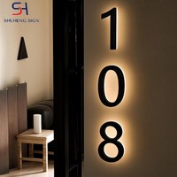 Numéros de maison personnalisés en acier inoxydable rétroéclairés par LED pour hôtel, entreprise, bâtiment, mur