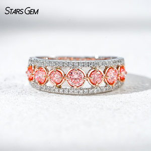 แหวนเพชรเม็ดเดี่ยวทรงกลมสีชมพู น้ำหนัก 0.91 กะรัต ได้รับการรับรองจาก IGI จาก Starsgem Jewelry แหวนแต่งงานเพชรเพาะเลี้ยง - Product Image 1