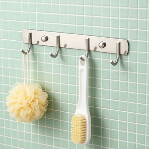 Estante con ganchos de acero inoxidable para cocina, sin necesidad de taladrar, estante de pared para espátulas y cucharas, ganchos de almacenamiento para baño. - Product Image 3