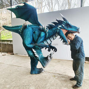 Gambe nascoste a grandezza naturale Animatronic Costume da drago film oggetti di scena realistici che camminano modello di drago blu - Product Image 6