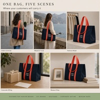 Sac fourre-tout en toile de coton noir moyen avec logo personnalisé et double poignée pour le voyage, la publicité, l'OEM, la fabrication en gros