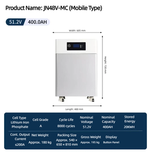 Batería de Litio LiFePO4 de 51.2V 300AH 15kWh para Almacenamiento de Energía Solar Fotovoltaica en el Hogar, Apilable, Híbrida, con Pantalla Táctil y Ruedas Móviles - Product Image 3
