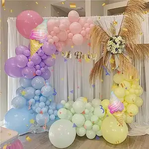 Pastel bóng bay vòm Garland Kit cầu vồng Macaron bóng bay kem bên trẻ em sinh nhật đám cưới em bé tắm Kỳ Lân