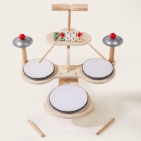 Montessori Wooden Early Education Hand Drum Multi-functional Kids Three Layer Wooden Drum Set Toy Musical Instrument for Child