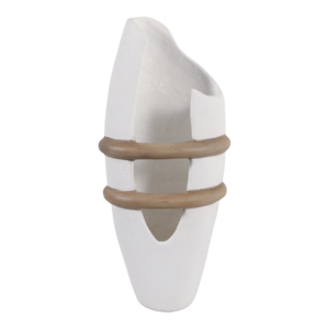 Vaso Asimmetrico Moderno in Ceramica e Legno per Fiori, Decorazione d'Accento per Tavolo o Ufficio - Product Image 1