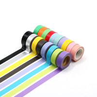 Cinta Adhesiva Decorativa Washi de Colores Sólidos, 15mm, Kit de Cintas Adhesivas Decorativas con Encaje para Álbumes, Diarios, Envoltura de Regalos
