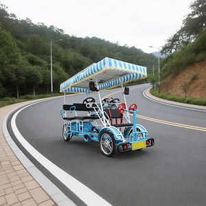 Bicicleta Eléctrica Solar con Pedaleo Asistido, Cuatrimoto de 4 Ruedas y 6 Asientos, Bicicleta Familiar de Ocio con 2 Asientos para Bebés - Product Image 1