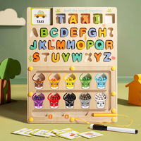 Juguete educativo de madera para niños, palabras, Bola de ortografía, letras de laberinto, clasificación de colores cognitivos, juguete de aprendizaje de madera para niños