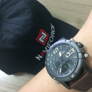 Naviforce 9095 Men Quartz <b>Clock</b> Business Date Week Dual Time Leather <b>Digital</b> Analog Quartz Sport Watches Men Wrist - Product Image 4