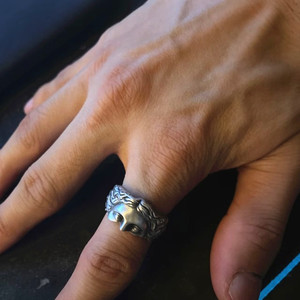 Bague Masque Vénus Créative Style Européen-Américain, en Argent Thaïlandais Rétro, avec Ouverture Géométrique en Alliage, Réglable, Unisexe, pour Usage Quotidien - Product Image 3