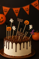 Piques alimentaires jetables pour fête d'Halloween, brochettes en bambou de haute qualité, citrouille, fantôme, chapeau de sorcière, pour apéritifs, burgers, gâteaux, Nouvel An chinois