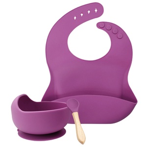Kit de Alimentación para Niños Pequeños de 9 Colores, Tazón de Silicona con Succión, Babero, Cuchara, Libre de BPA, Fácil de Limpiar - Product Image 1