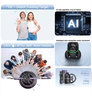 Support de téléphone intelligent à suivi automatique du visage par IA 360° °   Stabilisateur de cardan pliable sans application requise pour diffusion en direct/vlogging