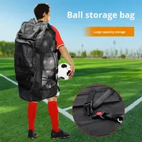 Sac à dos de rangement pour ballons de basketball, de football et de volley-ball en polyester à double épaule, équipement d'entraînement, grand filet pour ballons avec fermeture éclair