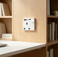 Interrupteur mural standard britannique de 146 mm avec port USB et Type C, 13A 250V, certifié CE ROHS, blanc, pour la rénovation de la maison et les projets hôteliers