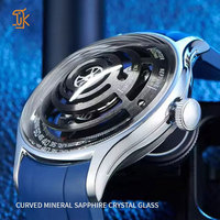 Montres automatiques personnalisées à mouvement heures sauteuses, avec logo, de luxe pour hommes, verre saphir incurvé, haute qualité, fabrication artisanale