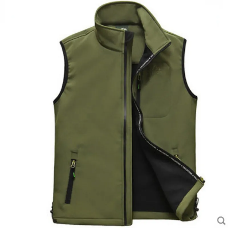 Spring and Autumn Warm Outdoor Casual Vest Stand-up Collar Soft Shell Sports Vest Sweater Jacket Men's Waistcoats Vests