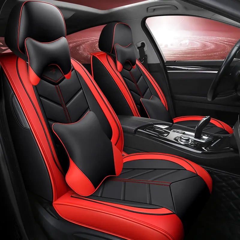 Car Designer Black PU Leather Material Universal All Season Frontと革カーシートカバー