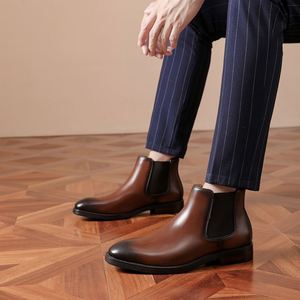 Nouveautés : Bottines Chelsea en cuir de haute qualité pour hommes, chaussures montantes en cuir pour hommes - Product Image 1