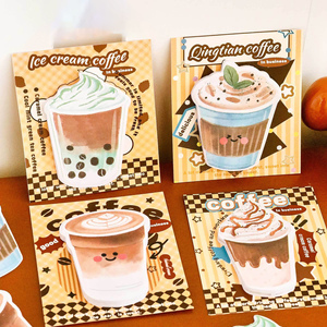 Bloc de Notas Adhesivas con Diseño de Té con Leche y Café, Bonitas Notas Adhesivas Reutilizables con Dibujos Animados, Material Escolar <span class=keywords><strong>para</strong></span> Estudiantes - Product Image 1