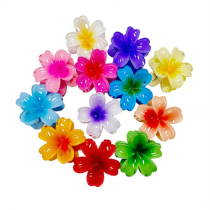 Pince à cheveux colorée en forme de fleur à cinq feuilles, 7,5 cm, design bicolore pour femmes et filles - Product Image 1