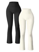 Pantalons de yoga pour femmes Leggings évasés décontractés d'entraînement sans couture collants de sport de couleur unie pantalon à taille élastique Legging
