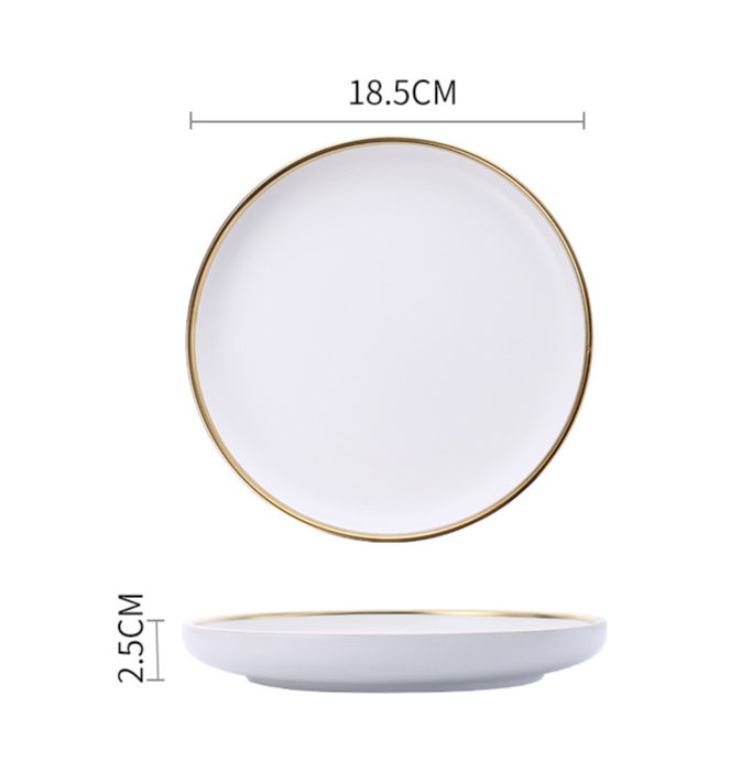 Assiette peu profonde de 7 pouces (demi-blanc clair)