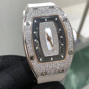 Reloj Mecánico de Mujer con Diseño de Diamantes, Caja de Cerámica Blanca, Correa de Goma Blanca, Reloj de Lujo para Dama - Product Image 1