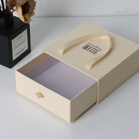 Caja de Regalo Deslizante de Lujo con Asa de Listón, Papel Dorado en Relieve, Cartón con Forro de Esponja para Velas
