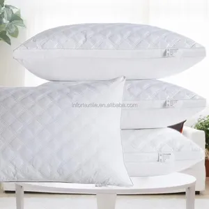 hotel use white color quilted pillow protector filling polyester with zipper